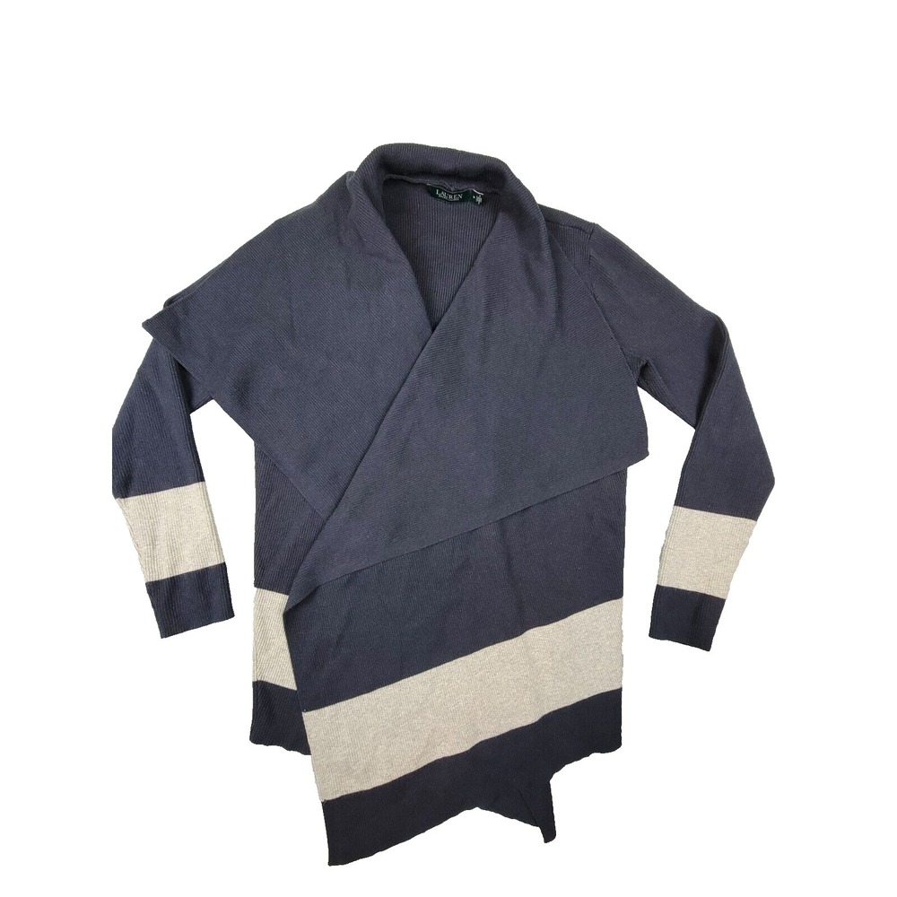 LAUREN RALPH LAUREN COLOR BLOCK SWEATER BLUE & GRAY SIZE M